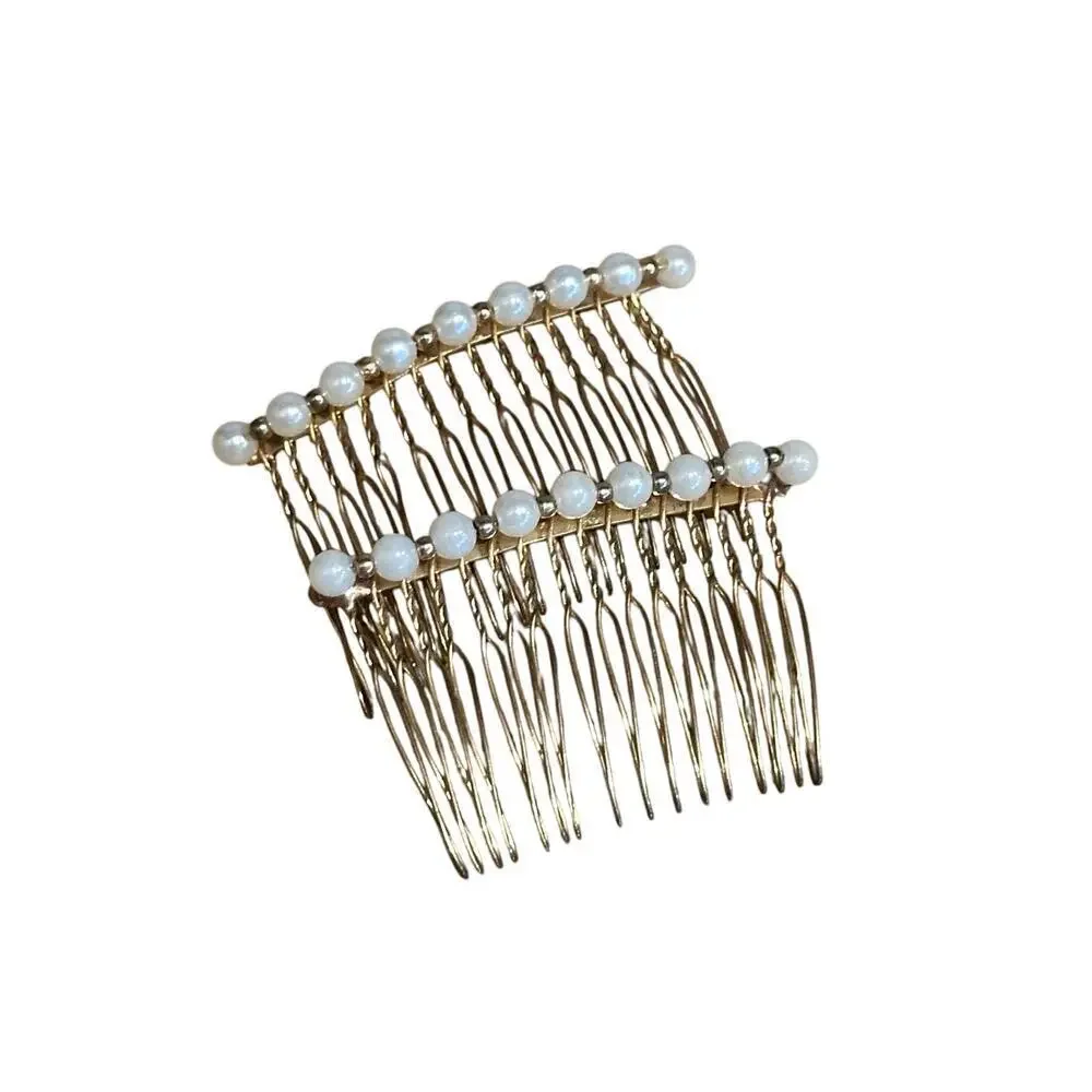 Pearl Hair Comb Freshwater Pearl Golden Wire Comb Hair Accessory